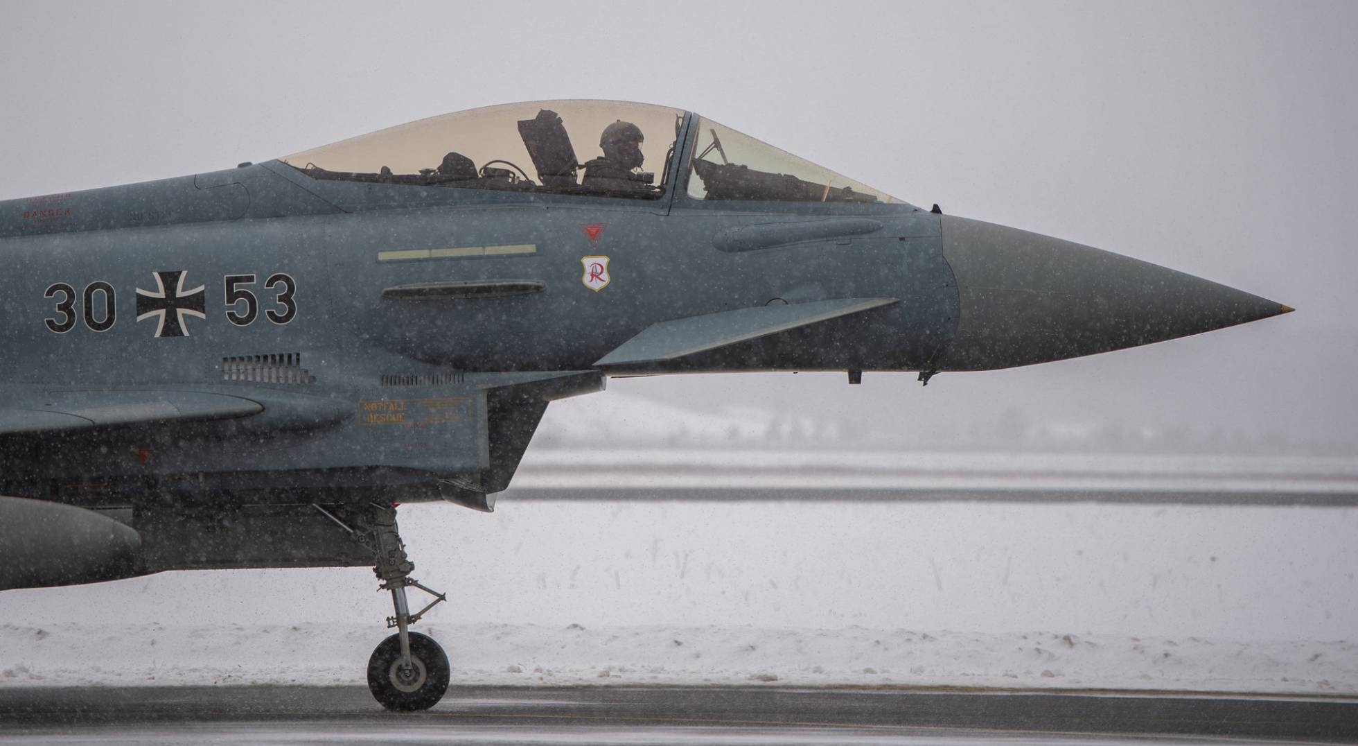 Un avión Eurofighter de la Fuerza Aérea alemana, en Amari (Estonia) el pasado febrero. picture alliance picture alliance via Getty Images