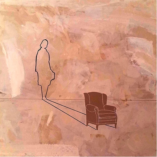 Adriana Gómez, Sillón, técnica mixta sobre lienzo, 80 x 80 cm, 2015
