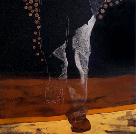 Adriana Gómez, Zona de riesgo, técnica mixta sobre lienzo, 120 x 120 cm, 2015
