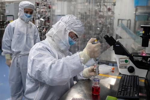 Pruebas de vacuna experimental para el coronavirus en el laboratorio Cells Culture Room en las instalaciones de Sinovac Biotech, en Pekín.Foto Afp