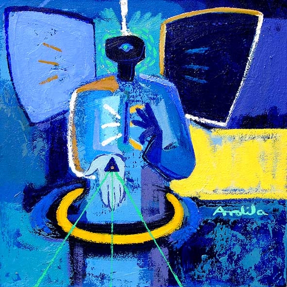 Germán Ardila, Arcángel Gabriel, óleo sobre tela, 40 x 40 cm (Cortesía del autor)