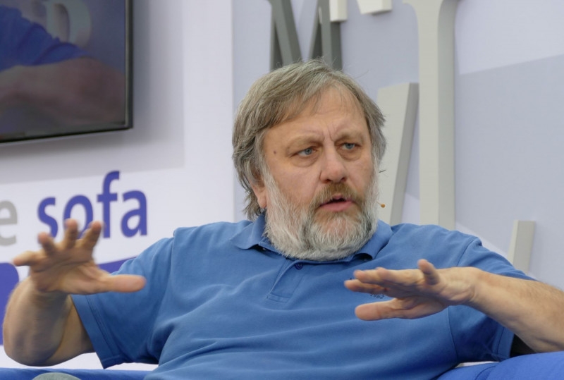 Slavoj Zizek, en el salón del libro de Leipzig (2015).