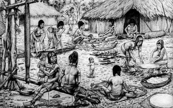 Dibujo sobre la población aborigen en la Isla. Imágen: Referencial.