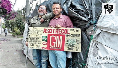 De izquierda a derecha: Jorge Alberto Parra y Carlos Trujillo, ver entrevista completa: “Ex-trabajadores General Motors, Colmotores: Memorias de una década en lucha”