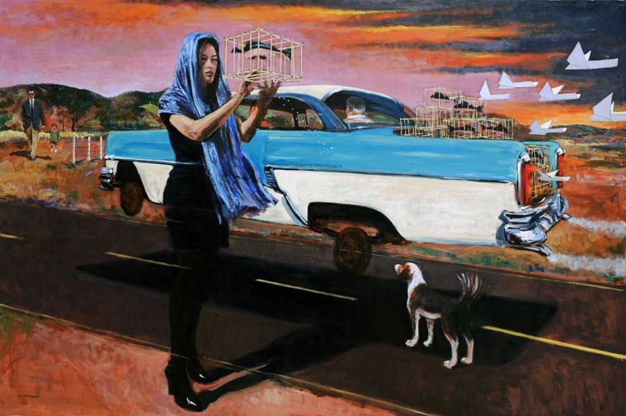 Fernando Maldonado, En el camino, óleo sobre lino, 130 x 195 cm. (Cortesía del autor)